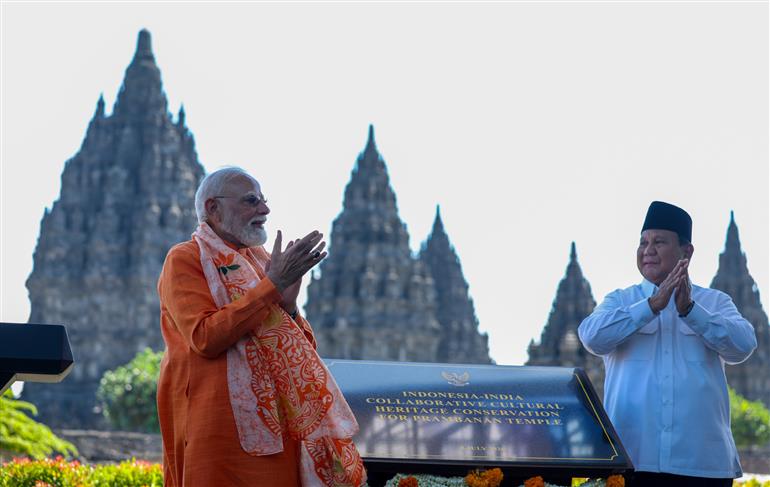 प्रधानमंत्री श्री नरेन्द्र मोदी ने 08 जुलाई, 2026 को इंडोनेशिया में प्रम्बानन मंदिर संरक्षण परियोजना का शुभारंभ किया।