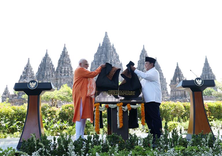 प्रधानमंत्री श्री नरेन्द्र मोदी ने 08 जुलाई, 2026 को इंडोनेशिया में प्रम्बानन मंदिर संरक्षण परियोजना का शुभारंभ किया।