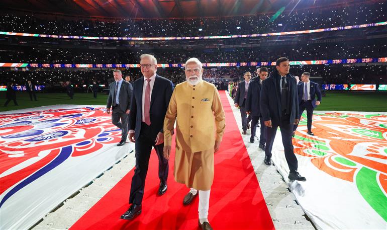 प्रधानमंत्री श्री नरेन्द्र मोदी ने 09 जुलाई, 2026 को ऑस्ट्रेलिया के मेलबर्न स्थित मार्वल स्टेडियम में आयोजित भारतीय समुदाय के कार्यक्रम में शिरकत की।:Prime Minister