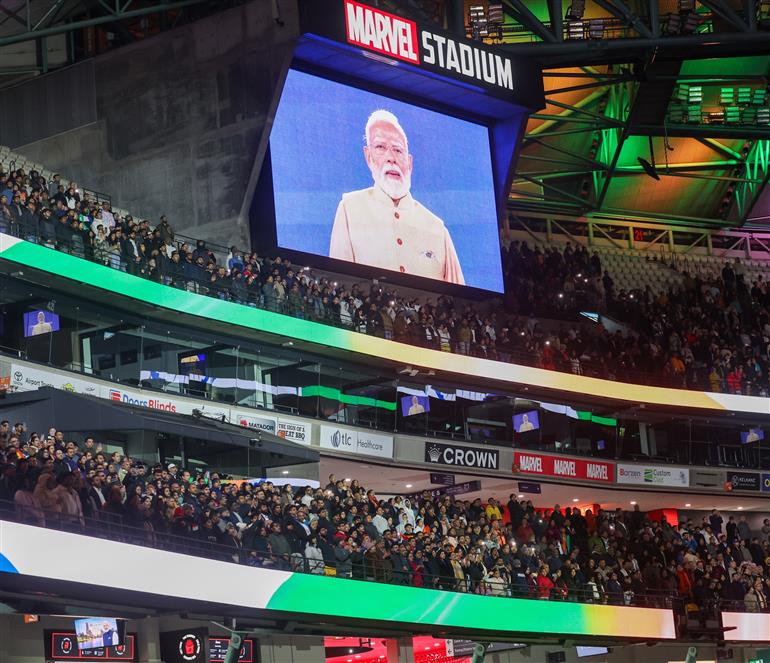 प्रधानमंत्री श्री नरेन्द्र मोदी ने 09 जुलाई, 2026 को ऑस्ट्रेलिया के मेलबर्न स्थित मार्वल स्टेडियम में आयोजित भारतीय समुदाय के कार्यक्रम में शिरकत की।