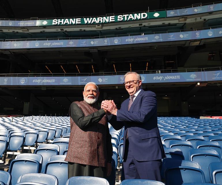 प्रधानमंत्री श्री नरेन्द्र मोदी ने 10 जुलाई 2026 को ऑस्ट्रेलिया के प्रतिष्ठित मेलबर्न क्रिकेट ग्राउंड (एमसीजी) का दौरा किया।:Prime Minister