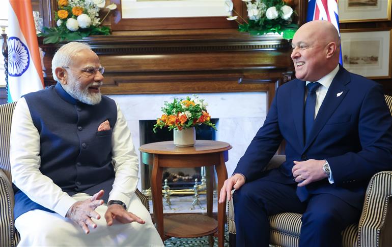 PM holds bilateral talks with the Prime Minister of New Zealand, Mr. Christopher Luxon at Auckland, in New Zealand on July 11, 2026.