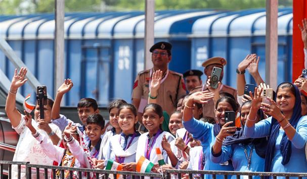 PM at the flagging-off ceremony of India’s first Hydrogen train between Jind and Sonipat at Jind railway station, in Haryana on July 17, 2026.