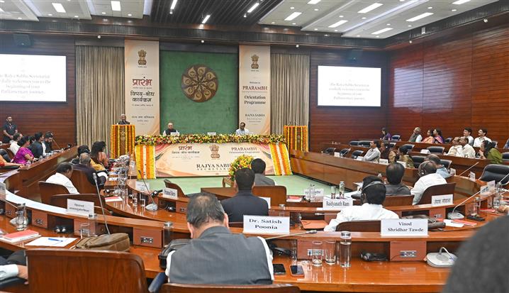 26 जुलाई, 2026 को नई दिल्ली स्थित संसद भवन में राज्यसभा के नवनिर्वाचित और मनोनीत सदस्यों के लिए आयोजित विषय-बोध कार्यक्रम की झलकियां।
