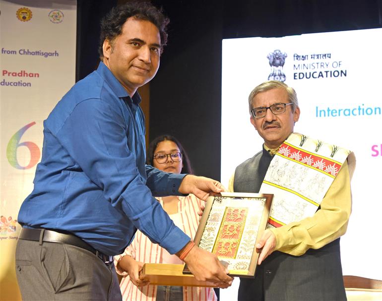 The Union Minister for Education, Shri Dharmendra Pradhan attends the Interaction of Youth Delegates from Chhattisgarh Participating in Yuva Sangam Phase-6, Led by IIT Delhi at Ambedkar International Centre, in New Delhi June 11, 2026. 