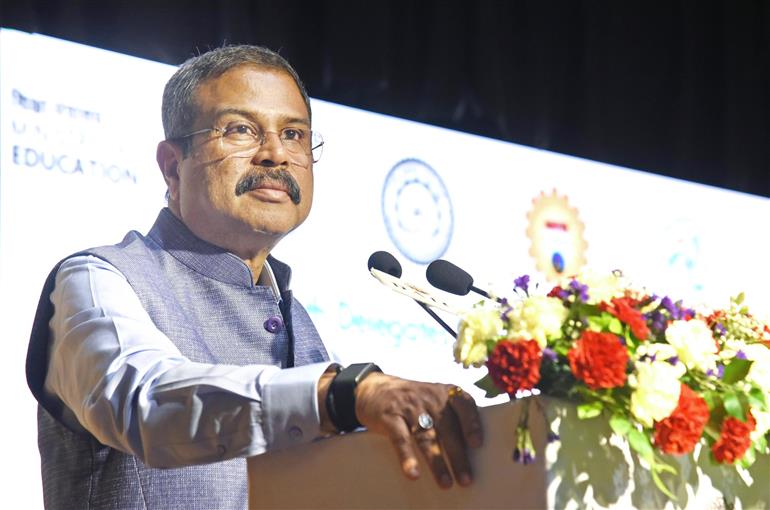 The Union Minister for Education, Shri Dharmendra Pradhan addressing at the Interaction of Youth Delegates from Chhattisgarh Participating in Yuva Sangam Phase-6, Led by IIT Delhi at Ambedkar International Centre, in New Delhi June 11, 2026. 