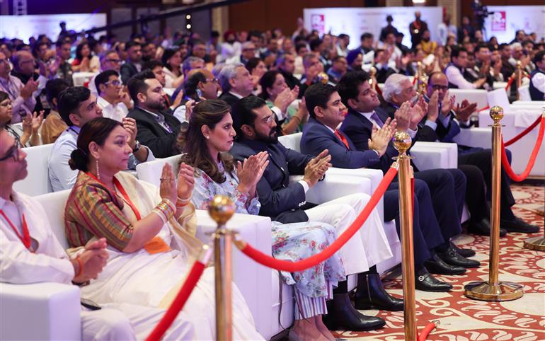 22 जून, 2026 को नई दिल्ली में आयोजित रिपब्लिक समिट-2026 में उपस्थित लोग। इस अवसर पर प्रधानमंत्री श्री नरेन्द्र मोदी संबोधित करते हुए।