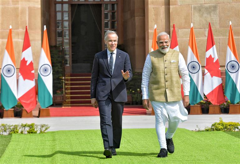 PM meets the Prime Minister of Canada, Mr. Mark Carney at Hyderabad House, in New Delhi on March 02, 2026.