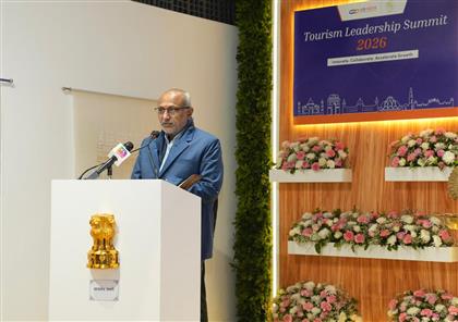 The Vice-President of India, Shri C. P. Radhakrishnan addressing at the Tourism Leadership Summit 2026 organized by the US-India Partnership Forum, in New Delhi on February 24, 2026.