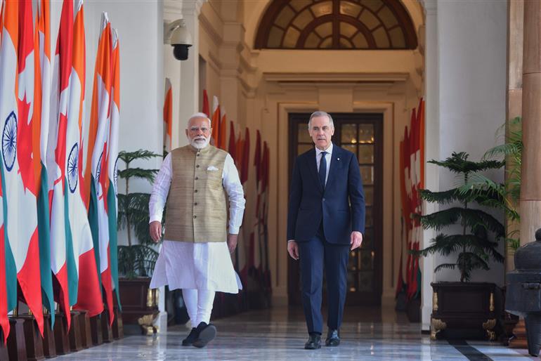 PM meets the Prime Minister of Canada, Mr. Mark Carney at Hyderabad House, in New Delhi on March 02, 2026.