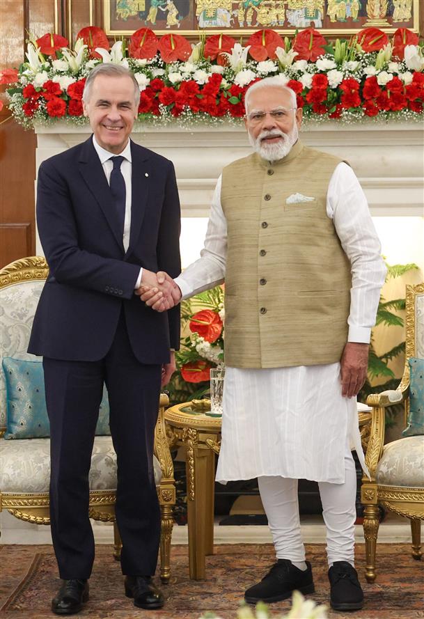 PM meets the Prime Minister of Canada, Mr. Mark Carney at Hyderabad House, in New Delhi on March 02, 2026.