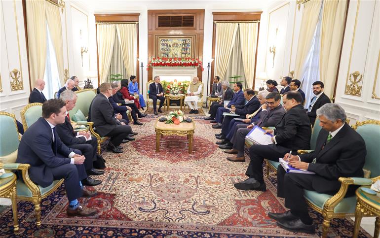 PM meets the Prime Minister of Canada, Mr. Mark Carney at Hyderabad House, in New Delhi on March 02, 2026.