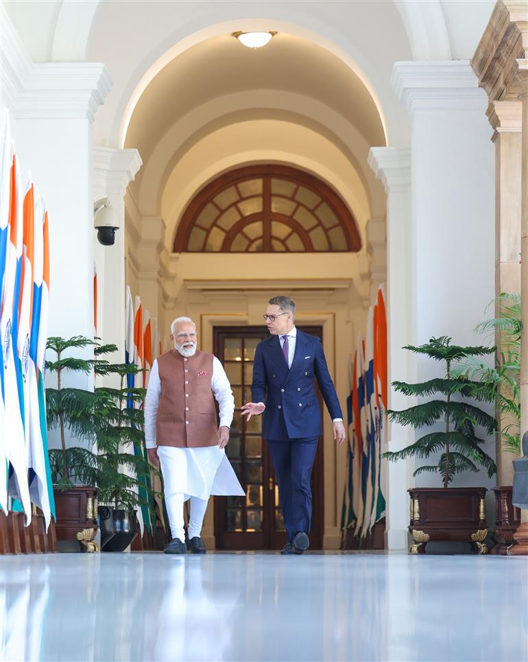 प्रधानमंत्री श्री नरेन्द्र मोदी ने 05 मार्च, 2026 को नई दिल्ली के हैदराबाद हाउस में फिनलैंड के राष्ट्रपति डॉ. अलेक्जेंडर स्टब से मुलाकात की।