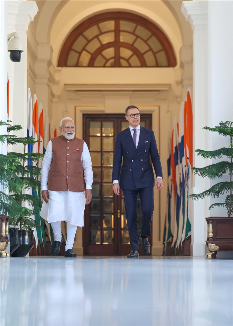 प्रधानमंत्री श्री नरेन्द्र मोदी ने 05 मार्च, 2026 को नई दिल्ली के हैदराबाद हाउस में फिनलैंड के राष्ट्रपति डॉ. अलेक्जेंडर स्टब से मुलाकात की।