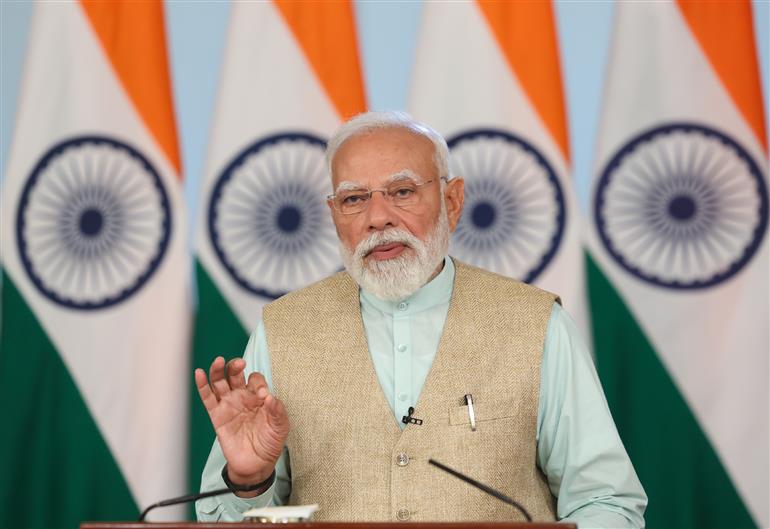 प्रधानमंत्री श्री नरेन्द्र मोदी 7 मार्च 2026 को वीडियो संदेश के माध्यम से कोटा एयरपोर्ट के शिलान्यास समारोह को संबोधित करते हुए।