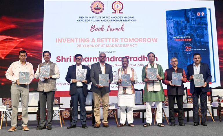 The Union Minister for Education, Shri Dharmendra Pradhan and the Minister of State (Independent Charge) for Skill Development & Entrepreneurship and Education, Shri Jayant Chaudhary at the inauguration of IIT Madras Technology Summit 2026 at Bharat Mandapam, in New Delhi on May 05, 2026.