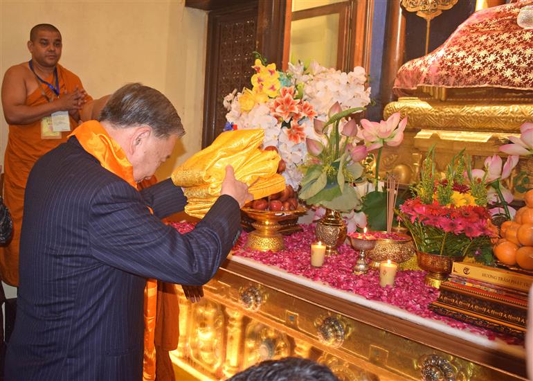 The President of the Socialist Republic of Vietnam, Mr. To Lam visits the Mahabodhi Temple at Bodh Gaya, in Bihar on May 05, 2026.