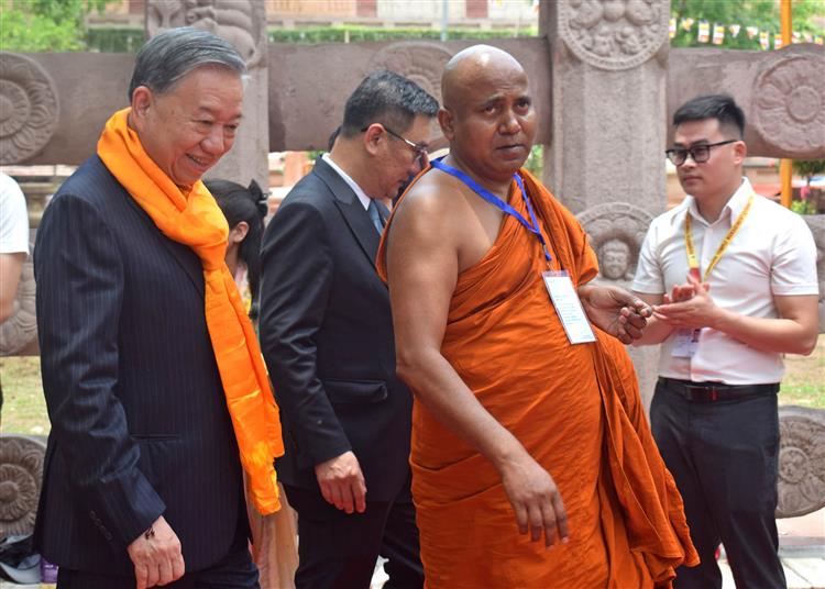 The President of the Socialist Republic of Vietnam, Mr. To Lam visits the Mahabodhi Temple at Bodh Gaya, in Bihar on May 05, 2026.