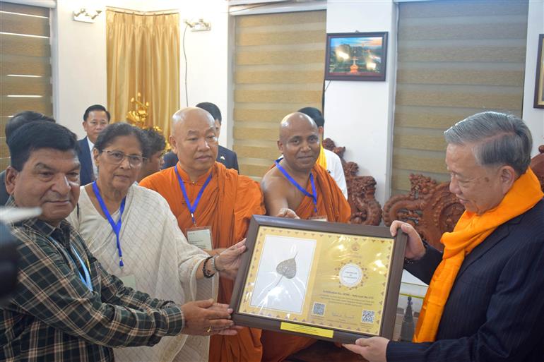 The President of the Socialist Republic of Vietnam, Mr. To Lam visits the Mahabodhi Temple at Bodh Gaya, in Bihar on May 05, 2026.