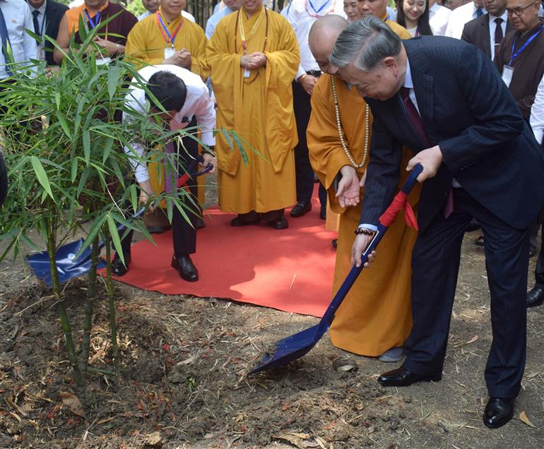 The President of the Socialist Republic of Vietnam, Mr. To Lam, visits the Vietnam Temple at Bodh Gaya, in Bihar on May 05, 2026.