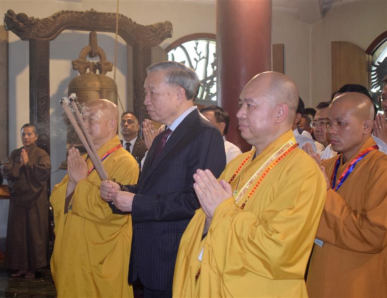The President of the Socialist Republic of Vietnam, Mr. To Lam, visits the Vietnam Temple at Bodh Gaya, in Bihar on May 05, 2026.