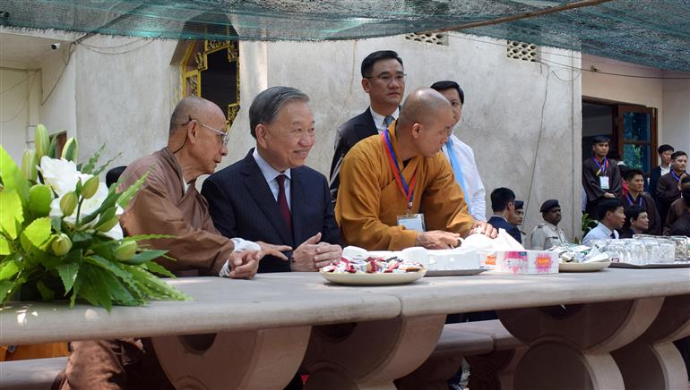 The President of the Socialist Republic of Vietnam, Mr. To Lam, visits the Vietnam Temple at Bodh Gaya, in Bihar on May 05, 2026.