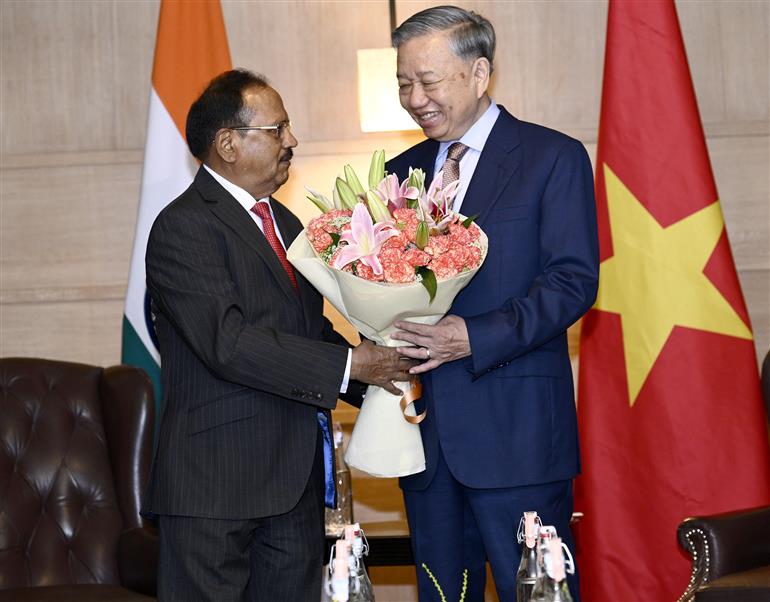 The President of the Socialist Republic of Viet Nam, Mr. To Lam, meeting with the National Security Adviser of India, Shri Ajit Doval, in New Delhi on May 05, 2026.
