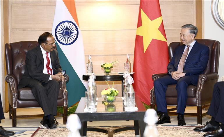 The President of the Socialist Republic of Viet Nam, Mr. To Lam, meeting with the National Security Adviser of India, Shri Ajit Doval, in New Delhi on May 05, 2026.
