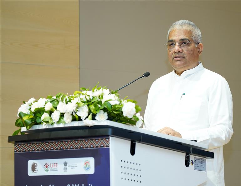 The Union Minister for Environment, Forest and Climate Change, Shri Bhupender Yadav addressing at the launch of the logo and website of the International Big Cat Alliance Summit, in New Delhi on May 06, 2026.