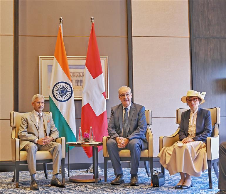 The Union Minister for External Affairs, Dr. S. Jaishankar meeting with the President of the Swiss Confederation, Mr. Guy Parmelin, in New Delhi on October 05, 2026.
