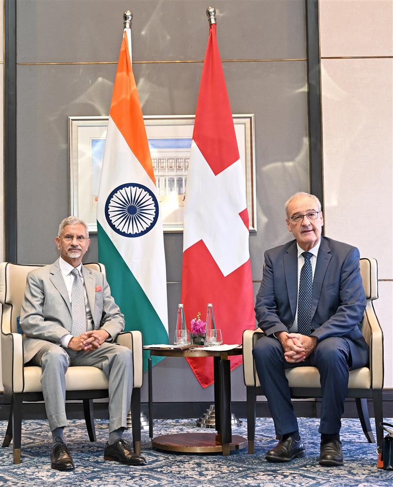 The Union Minister for External Affairs, Dr. S. Jaishankar meeting with the President of the Swiss Confederation, Mr. Guy Parmelin, in New Delhi on October 05, 2026.