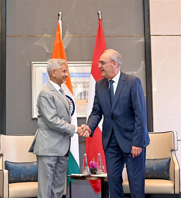 The Union Minister for External Affairs, Dr. S. Jaishankar meeting with the President of the Swiss Confederation, Mr. Guy Parmelin, in New Delhi on October 05, 2026.