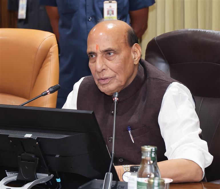 The Union Minister for Defence, Shri Rajnath Singh, addressing during felicitated the sportspersons from the defence forces who bagged 27 medals - 06 Gold, 11 Silver and 10 Bronze - at the recently concluded Asian Games in Japan, on October 12, 2026.