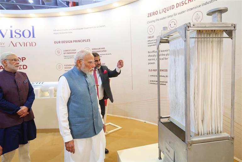 PM inaugurates Garment and Apparel Manufacturing Facility of Arvind Ltd. and undertakes a walkthrough in Varanasi, Uttar Pradesh on October 25, 2026.