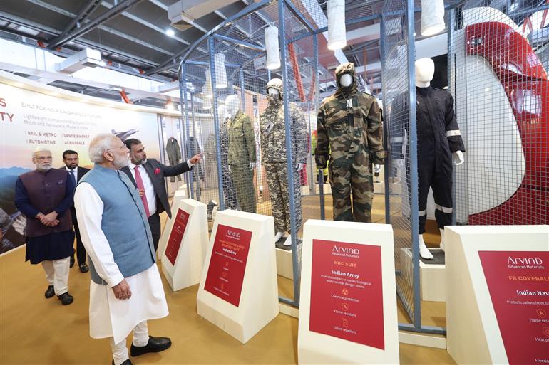 PM inaugurates Garment and Apparel Manufacturing Facility of Arvind Ltd. and undertakes a walkthrough in Varanasi, Uttar Pradesh on October 25, 2026.