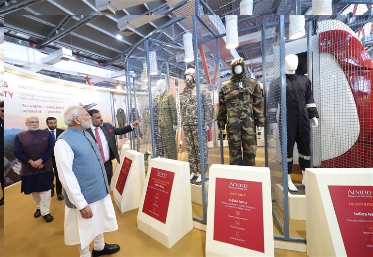 PM inaugurates Garment and Apparel Manufacturing Facility of Arvind Ltd. and undertakes a walkthrough in Varanasi, Uttar Pradesh on October 25, 2026.