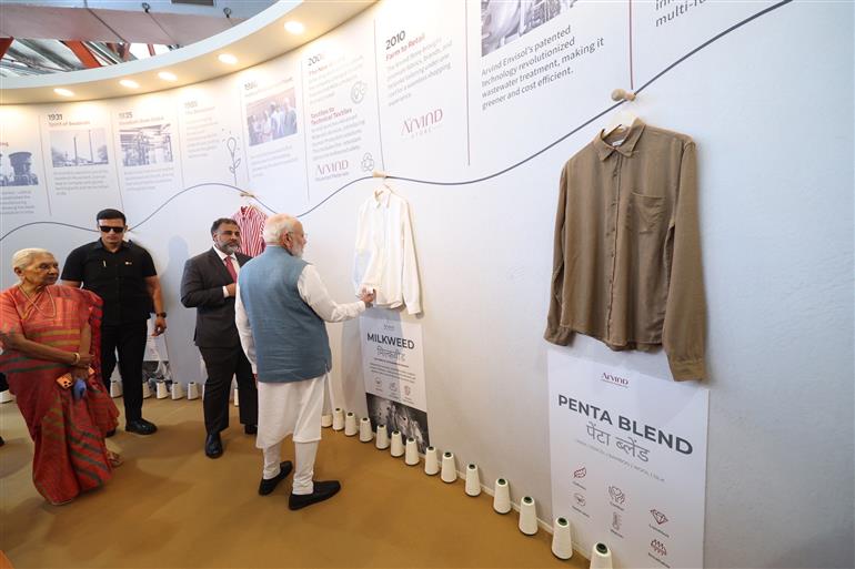PM inaugurates Garment and Apparel Manufacturing Facility of Arvind Ltd. and undertakes a walkthrough in Varanasi, Uttar Pradesh on October 25, 2026.