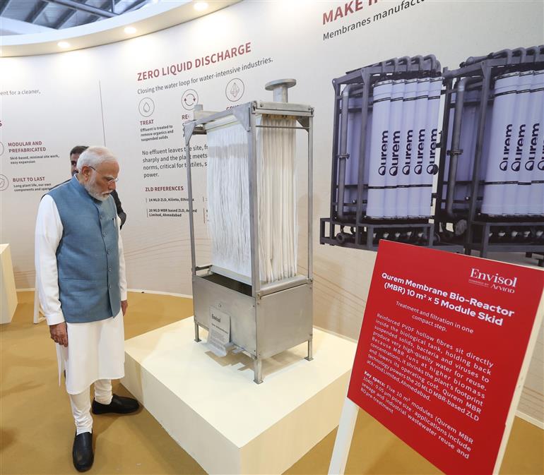 PM inaugurates Garment and Apparel Manufacturing Facility of Arvind Ltd. and undertakes a walkthrough in Varanasi, Uttar Pradesh on October 25, 2026.