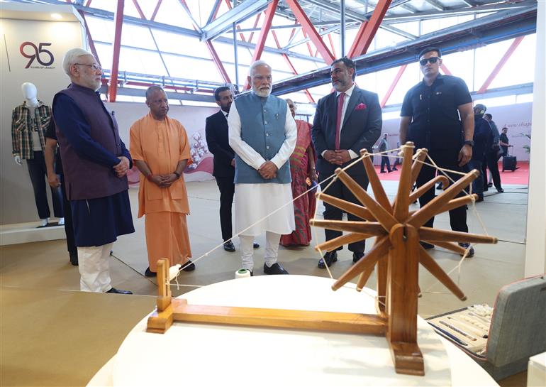 PM inaugurates Garment and Apparel Manufacturing Facility of Arvind Ltd. and undertakes a walkthrough in Varanasi, Uttar Pradesh on October 25, 2026.