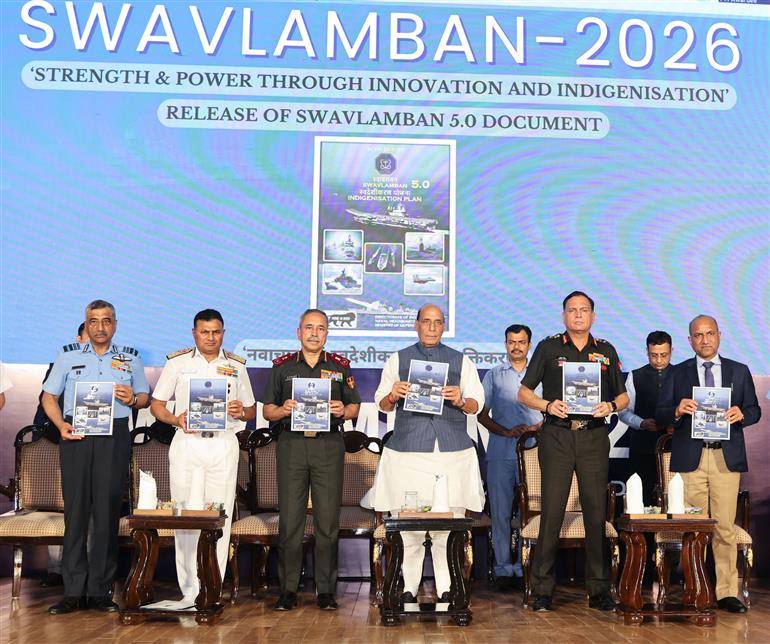 केंद्रीय रक्षा मंत्री श्री राजनाथ सिंह 26 अक्टूबर, 2026 को नई दिल्ली में आयोजित 'स्वावलंबन 2026' कार्यक्रम में शामिल हुए।