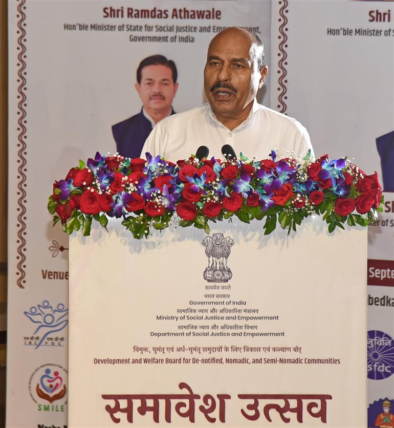 केंद्रीय सामाजिक न्याय एवं अधिकारिता मंत्री डॉ. वीरेंद्र कुमार ने 1 सितंबर, 2026 को नई दिल्ली में आयोजित समावेश उत्सव को संबोधित किया।