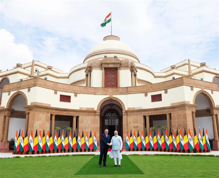 PM meeting with the Prime Minister of Belgium, Mr. Bart De Wever at Hyderabad House, in New Delhi on September 03, 2026.