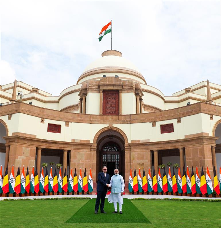 PM meeting with the Prime Minister of Belgium, Mr. Bart De Wever at Hyderabad House, in New Delhi on September 03, 2026.