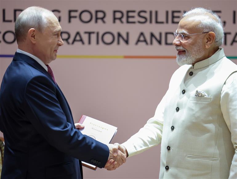PM meeting with the President of Russia, Mr. Vladimir Putin on the sidelines of the 18th BRICS Summit, in New Delhi on September 11, 2026.