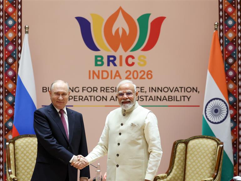 PM meeting with the President of Russia, Mr. Vladimir Putin on the sidelines of the 18th BRICS Summit, in New Delhi on September 11, 2026.