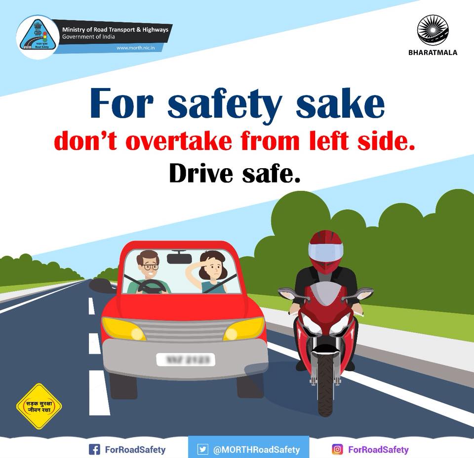 For Safety Sake Dont overtake from left side Drive safe