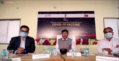 Mansukh Mandaviya Releases Postal Stamp on COVID-19 Vaccine to mark 1st Anniversary of India's Vaccination program 3