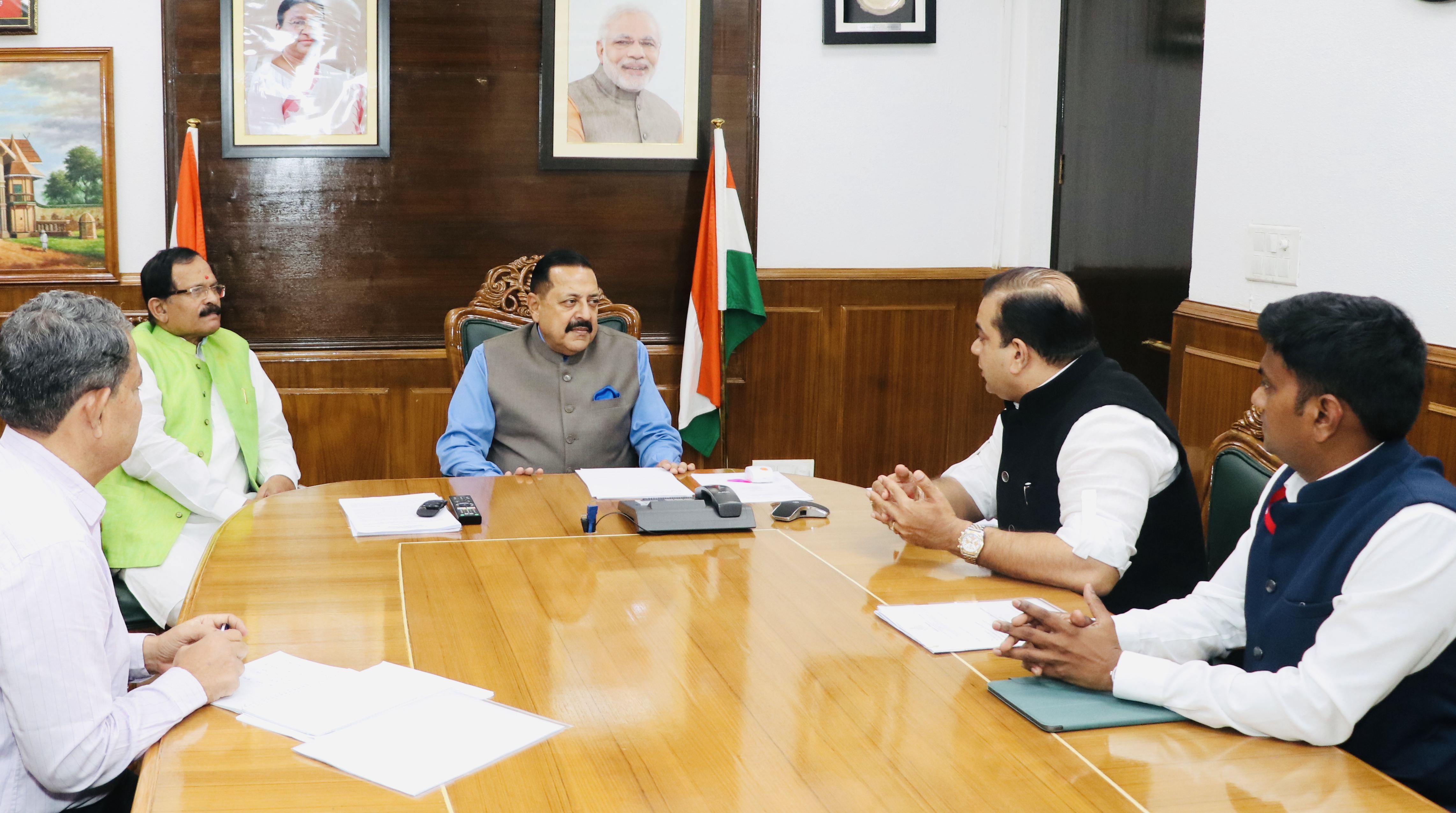 Goa Ministerial delegation led by Union Minister, Shri Shripad Yesso Naik and State Tourism Minister, Shri Rohan Khaunte along with other senior officials called on Union Minister Dr. Jitendra Singh at New Delhi.