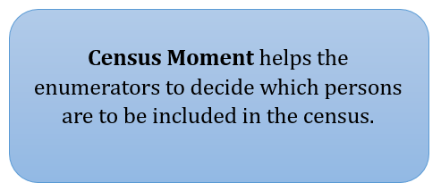 Flowchart: Alternate Process: Census Moment helps the enumerators to decide which persons are to be included in the census. 