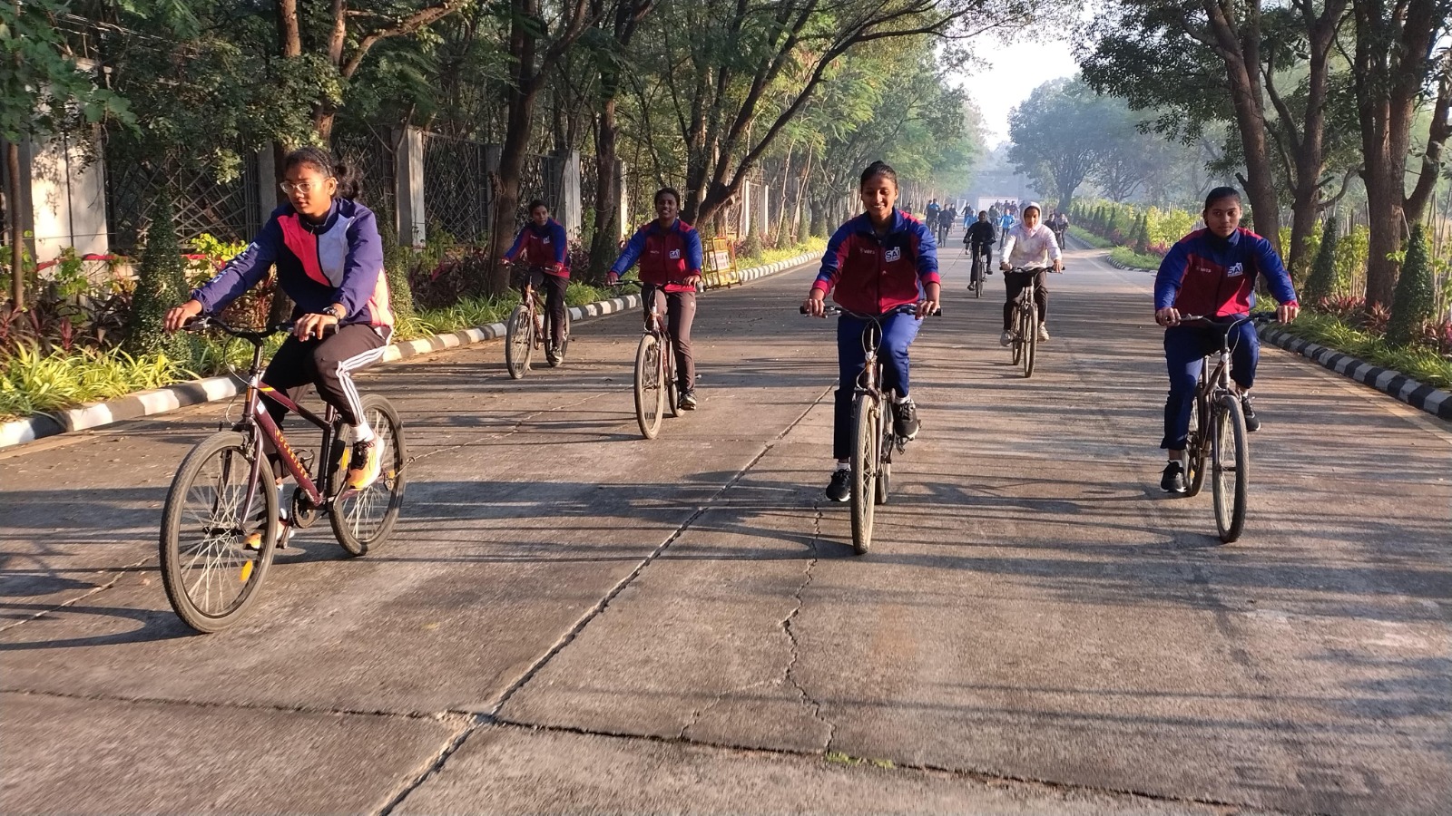 Riders at a Fit India cycling event